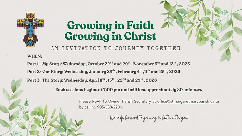 Growing In Faith Growing In Christ – Part 2- Our Story